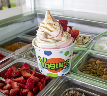 frozen yogurt cup with toppings